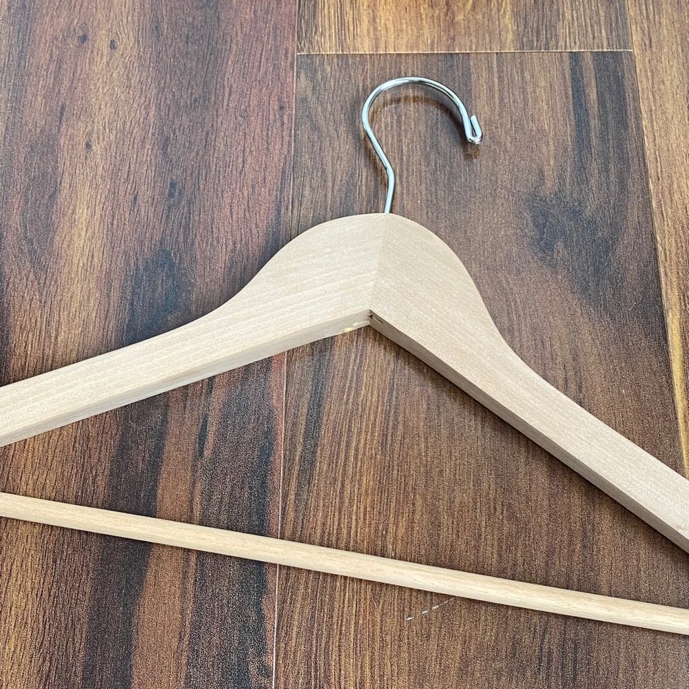 Set of 4 Unfinished Wood Hangers Valet With Pants Rod